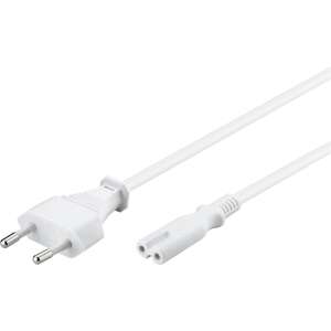 Goobay 93987 3-metrowy biały kabel zasilający z wtyczką euro i złączem IEC C7 - Goobay