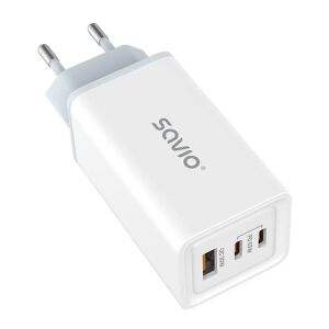 Ładowarka sieciowa Savio LA-07 65W GaN z dwoma portami USB-C i USB-A - Karta sieciowa