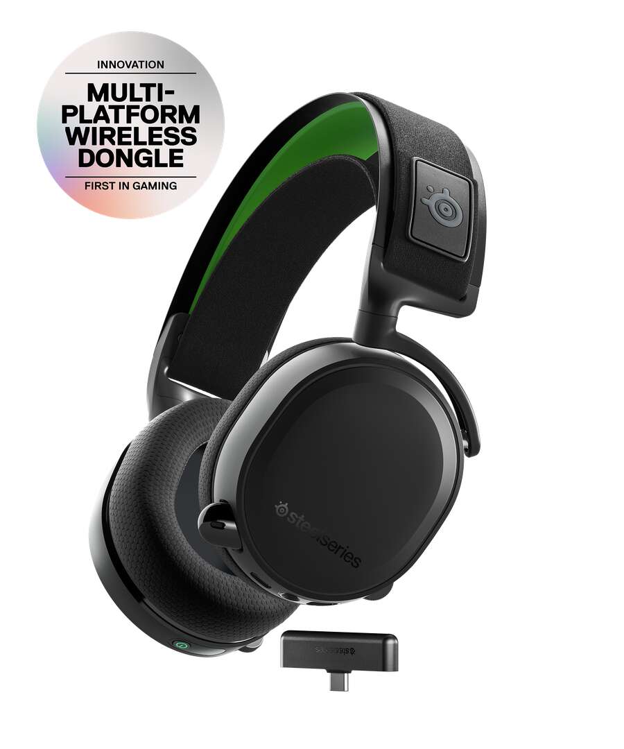 Steelseries arctis 7x+ wireless gaming headset - fekete/zöld