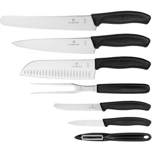 Victorinox Swiss Classic 7 részes konyhakés készlet, kenyérvágó kés, szeletelő kés, szakácskés, villa, hámozókés és zöldséghámozó - Victorinox