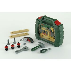 Theo Klein Bosch Spielzeug Werkzeugkoffer mit Bohrer, Hammer, Schraubenschlüssel und Tragekoffer - Klein