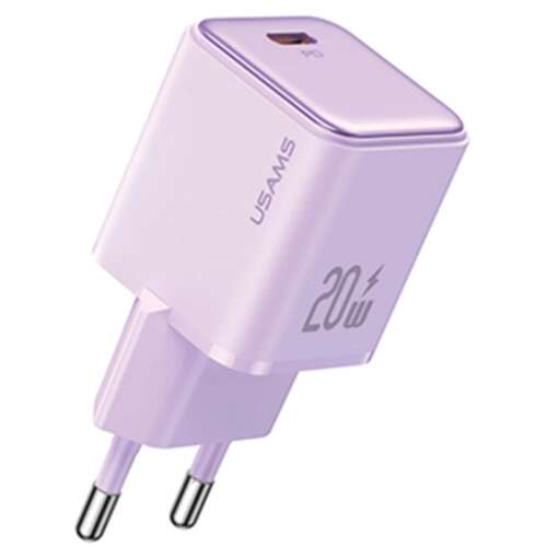 Usams CC183TC03 Mini 1x USB Typ-C 20W Szybka ładowarka - Fioletowy