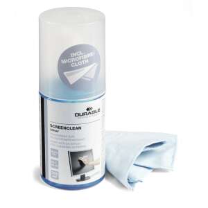 Durable ScreenClean Képernyő tisztító spray 200ml mikroszálas kendővel, képernyőtisztító számítógépekhez, laptopokhoz, táblagépekhez, okostelefonokhoz és navigációs eszközökhöz - Durable