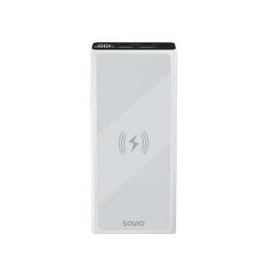 Savio BA-06 10000mAh Безжичен Power Bank, бял, преден изглед - Външна батерия и Powerbank
