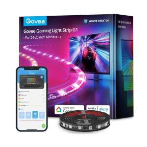 Govee Gaming Light Strip G1 for 24-26 inch monitors, RGB LED strip with app control, syncs with screen colors, works with Alexa and Google Assistant - LED Strip