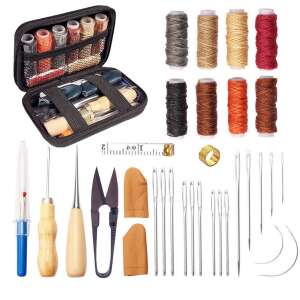 32-piece Leather Sewing Kit, Tool Set and Accessories for Leather Upholstery Repair, Leather Crafts