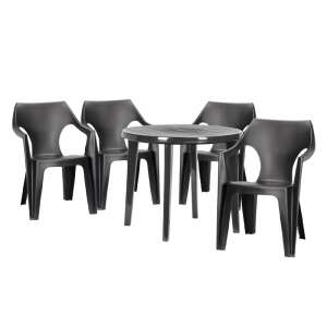 Zestaw mebli ogrodowych Lisante 4+1 grafitowy 33935283 - Zestaw ogrodowy