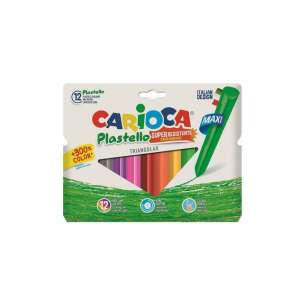 Carioca Plastello Maxi Dreiecks-Farbstifte, 12 Farben, super resistent, italienisches Design - Crayons