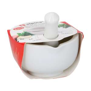 Alpina kerámia mozsár és mozsártörő, fehér, 8.5cm - Mozsár