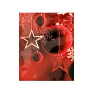 Pungă cadou roșie de Crăciun cu model de fulgi de nea și stele, 26x32x12,5cm - Ambalaje cadouri