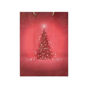 Sac de cadouri roșu cu design de brad de Crăciun, 17,5x22,5x9,5cm - Ambalaje cadouri