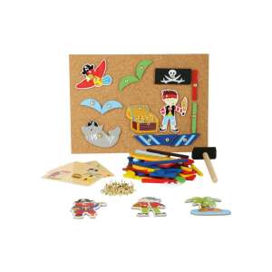 Small Foot Piraten-Hämmer-Spiel, Holzspielzeug mit Korktafel, Hammer und verschiedenen Piraten-Teilen - Entwicklungsspiele für Schulkinder