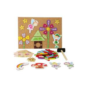 Small Foot Feen-Hämmer-Spiel, ein Holzspielzeug-Set mit einer Korktafel, einem Hammer und verschiedenen Feen-Motiven zum Hämmern und Bilder erstellen - Entwicklungsspiele für Schulkinder