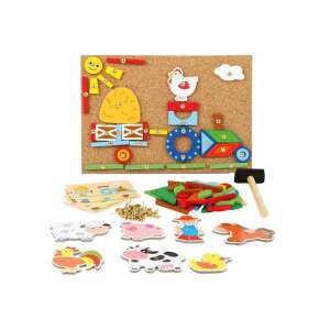 Small Foot Bauernhof Hämmer Spiel, Holzspielzeug für Kinder, beinhaltet Hammer, Korktafel, Bauernhoftiere und Formen - Entwicklungsspiele für Schulkinder
