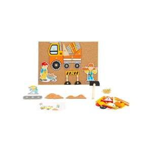 Small Foot Baustelle Hammer Spiel, ein Holzspielzeug mit Korktafel, Hammer und verschiedenen Teilen zum Bau einer Baustelle - Entwicklungsspiele für Schulkinder