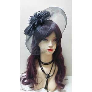 Fekete tollal és masnival díszített kalap fátyollal nőknek - Női kalap