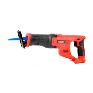 Hecht 1510 cordless reciprocating saw, red and black, with blue blade - Tool