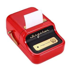 Niimbot B21 label printer in red, printing a label - Printer & scanner