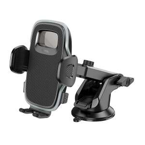 HOCO H15 autós telefontartó, fekete, állítható kar, 360 fokos forgatás, tapadókorongos rögzítés, műszerfalra és szélvédőre, 4.5-7 hüvelykes telefonokhoz - Hoco