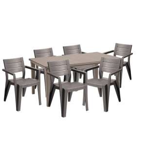 Fujuli Kerti Bútor Szett - 6+1 Fős - Cappuccino