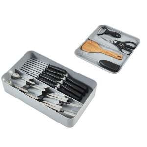Two-tier cutlery organizer with compartments for knives, forks, spoons, and other kitchen utensils - Cutlery holder