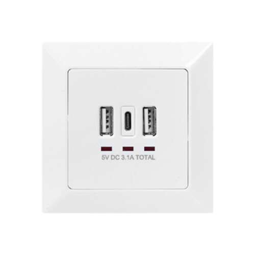 Priză de perete Digitus USB-A/USB-C cu 2 porturi USB-A și 1 port USB-C