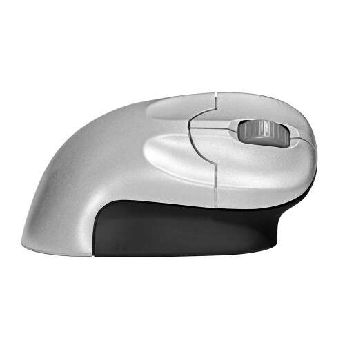 Bakker Elkhuizen Grip Wireless Vertikale Maus, schwarz und silber, Seitenansicht