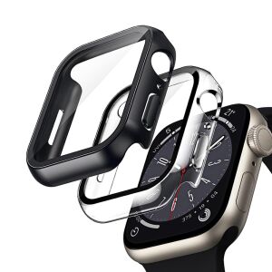 Crong Hybrid Apple Watch Hülle 41mm Serie 7/8/9 - Schwarz und Transparent - Smartwatch-Gehäuse