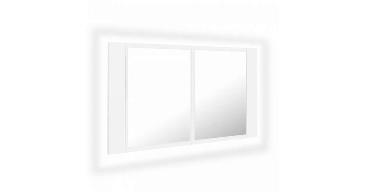 vidaXL Armário espelhado casa de banho LED 80x12x45 cm acrílico branco