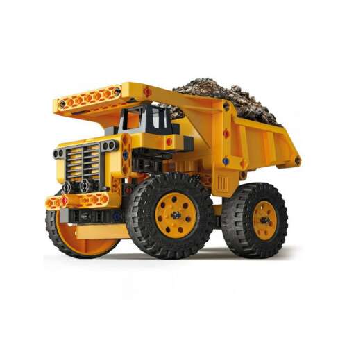 Clementoni Tudomány és Játék Mechanics Build:  Haul Truck, sárga építőjáték működő billenőplatóval