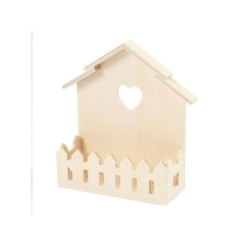 Fa madárház kerítéssel, festésre kész