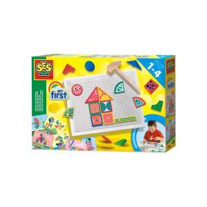 SES My First Jocul cu ciocanul, o jucărie distractivă și educativă pentru bebeluși și preșcolari, cu un ciocan din lemn, o placă din plastic și forme colorate de ciocanit. - Nonbrand Jocuri si jucarii educative