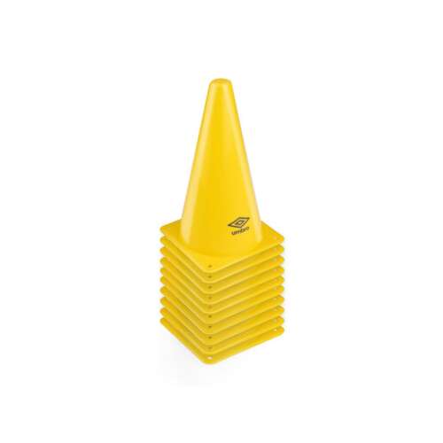 Umbro edzőbóják, 10 db-os szett, sárga, műanyag, ügyesség és technika gyakorlására