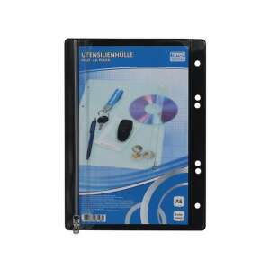 Plic transparent A5 cu fermoar negru, hold all pouch, pentru depozitarea obiectelor mici, cum ar fi chei, pixuri, CD, USB, bani, ideal pentru uzul de birou - Huse de protecţie acte