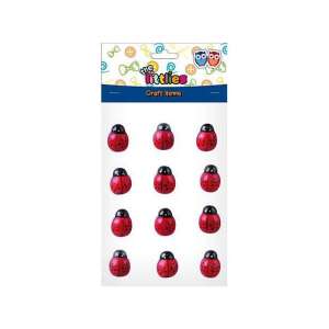 12 pachete de 18 mm decorațiuni artizanale din lemn în formă de buburuză, roșii cu puncte negre, The Littles Craft Items - Inscripții din lemn & elemente decorative