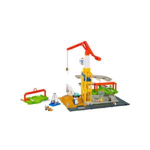 Игрален комплект Matchbox Action Drivers Epic Construction Yard, показващ целия комплект с играчка кола - Mattel
