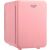 Schräge Ansicht des Adler AD8084P rosa Mini-Kühlschranks, kleiner persönlicher Kühlschrank