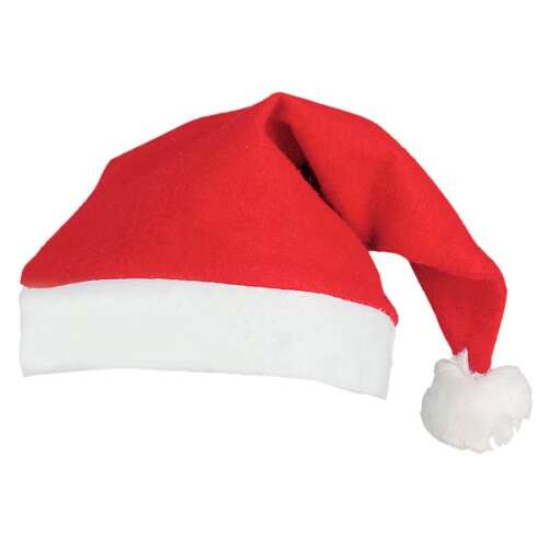 Piros Mikulás sapka fehér szegéllyel és pomponnal, felnőtt méret