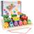 2 in 1 wooden shape sorting and fishing game for toddlers, featuring colorful shapes, a fishing rod, and cute fish, in a box