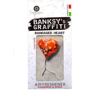 Banksy's Graffiti Bandaged Heart car air freshener, design 2 of 12, cashmeran & cedar scent - Car Air Freshener