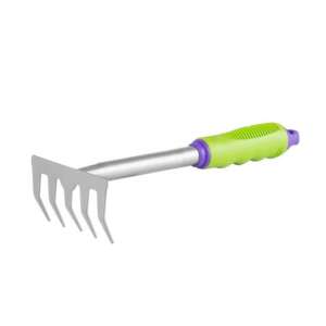 Strend Pro Mini Rake, 5-tine hand rake with metal head and plastic handle, 11x30 cm - Rake
