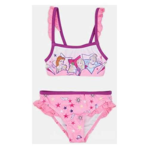 SunCity Disney Princess lányoknak két részes fürdőruha, rózsaszín csillagokkal és hercegnő karakterekkel