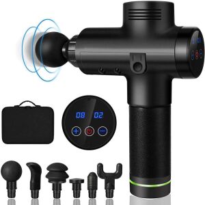 BipiLine masszázspisztoly 6 fejjel és LED kijelzővel, ezüst - BipiLine