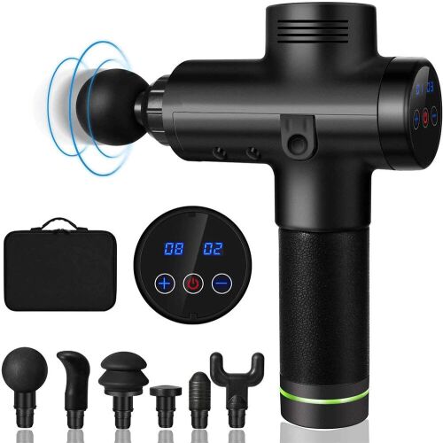 BipiLine masszázspisztoly 6 fejjel és LED kijelzővel, ezüst