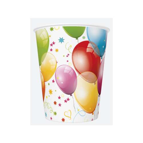 Lufis 250ml paper cups with balloon design, pack of 6
