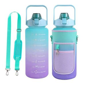 Vizes kulacs modro-fialová fľaša na vodu s prenosnou taškou a ramenným popruhom, objem 2 litre - Preprava jedla a nápojov