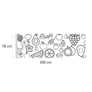 Színező tekercs 300 x 78 cm gyümölcs, fruit themed coloring roll for kids, large format coloring page - Activity Book, Coloring