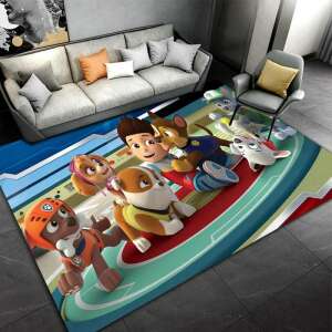 Patrol puha bársony flanel szőnyeg, "egy színes körben ül a csapat" mintával színes,120 x 160 cm