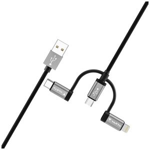 Cablu USB Varta 3 în 1 - USB-A la Lightning, Micro USB, USB-C - Varta Cabluri USB