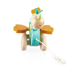 Zopa húzható sárkány játék, fa játék kisgyermekeknek, húzható játék, kék és sárga sárkány - Zopa